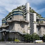 Unique concrete bunker with greenery in Hamburg, Germany.