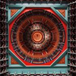Beautifully detailed temple ceiling with ornate patterns in Singkawang, Indonesia.