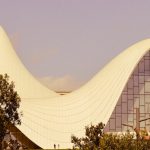Stunning modern architecture of the Heydar Aliyev Center in Baku, Azerbaijan, showcasing unique design.