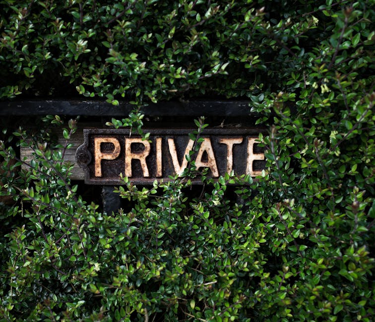 A rustic 'Private' sign nestled within lush green foliage, suggesting seclusion.