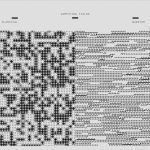 Abstract design showcasing computing fields with geometric and binary patterns in black and white.